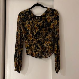 free people floral V long sleeve